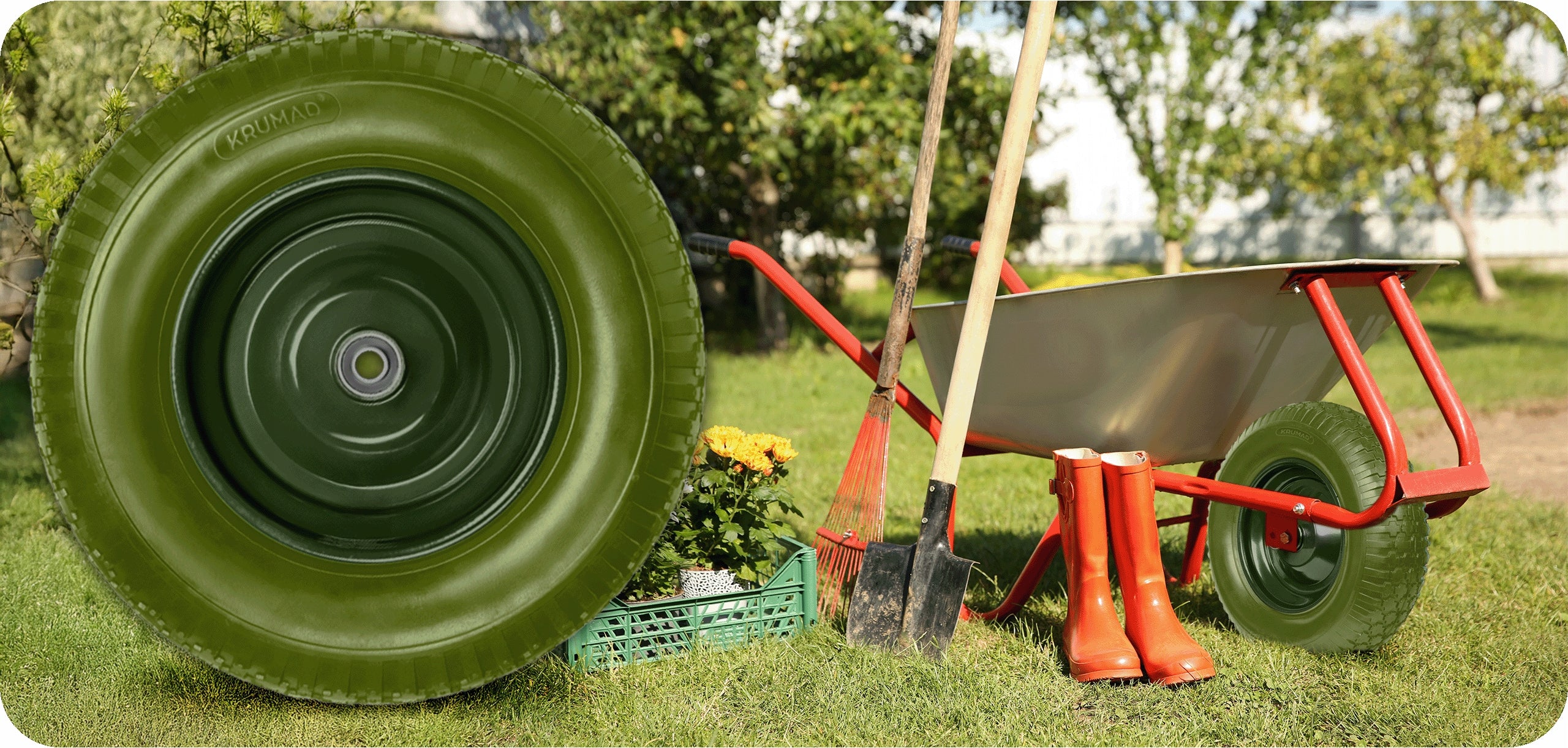 2x Wheelbarrow Full Tubeless Foam Wheel Trolley 8PR 4.80/4.00-8 AXLE Packaging status original