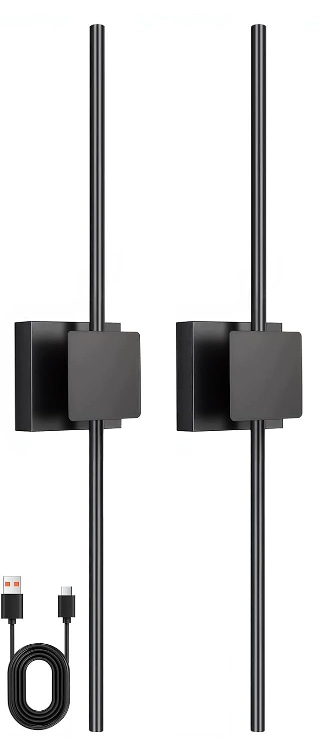 2x Wireless LED Wall Lamp 70 cm Remote Control 3 Colors 10000 mAh Black