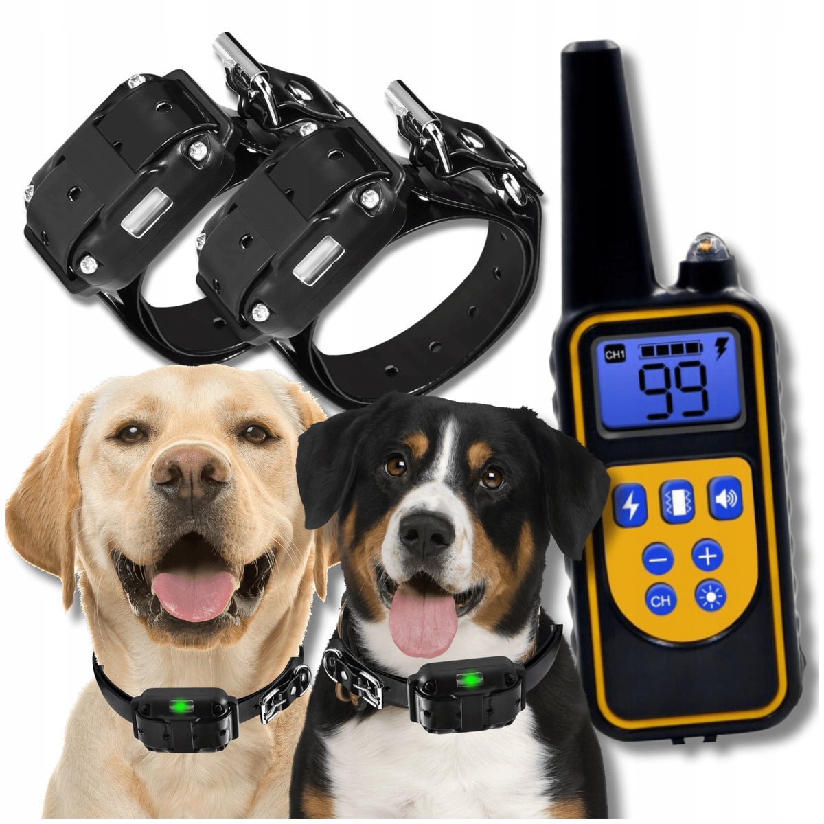 2x electric dog collar, training cat 800m remote control, sounds, flashlight