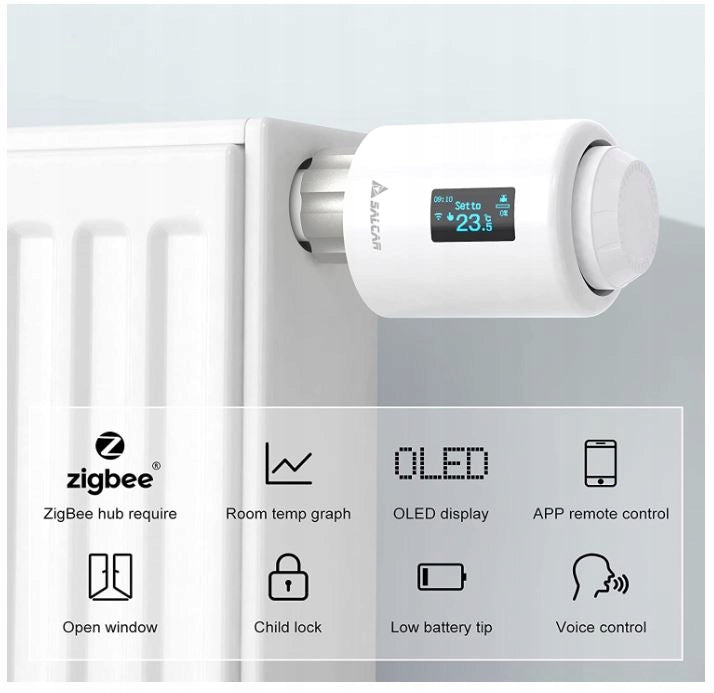 2x radiator thermostat SALCAR ALEXA GOOGLE ZIGBEE Manufacturer code SALCAR