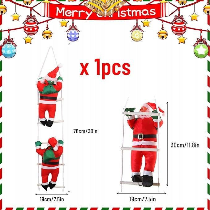 2xSANTA CLAUS ON LADDER 76cm CHRISTMAS DECORATION CHRISTMAS R21 Packaging status original