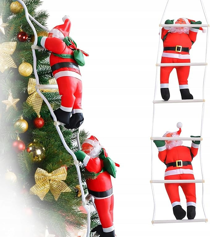 2xSANTA CLAUS ON LADDER 76cm CHRISTMAS DECORATION CHRISTMAS R21