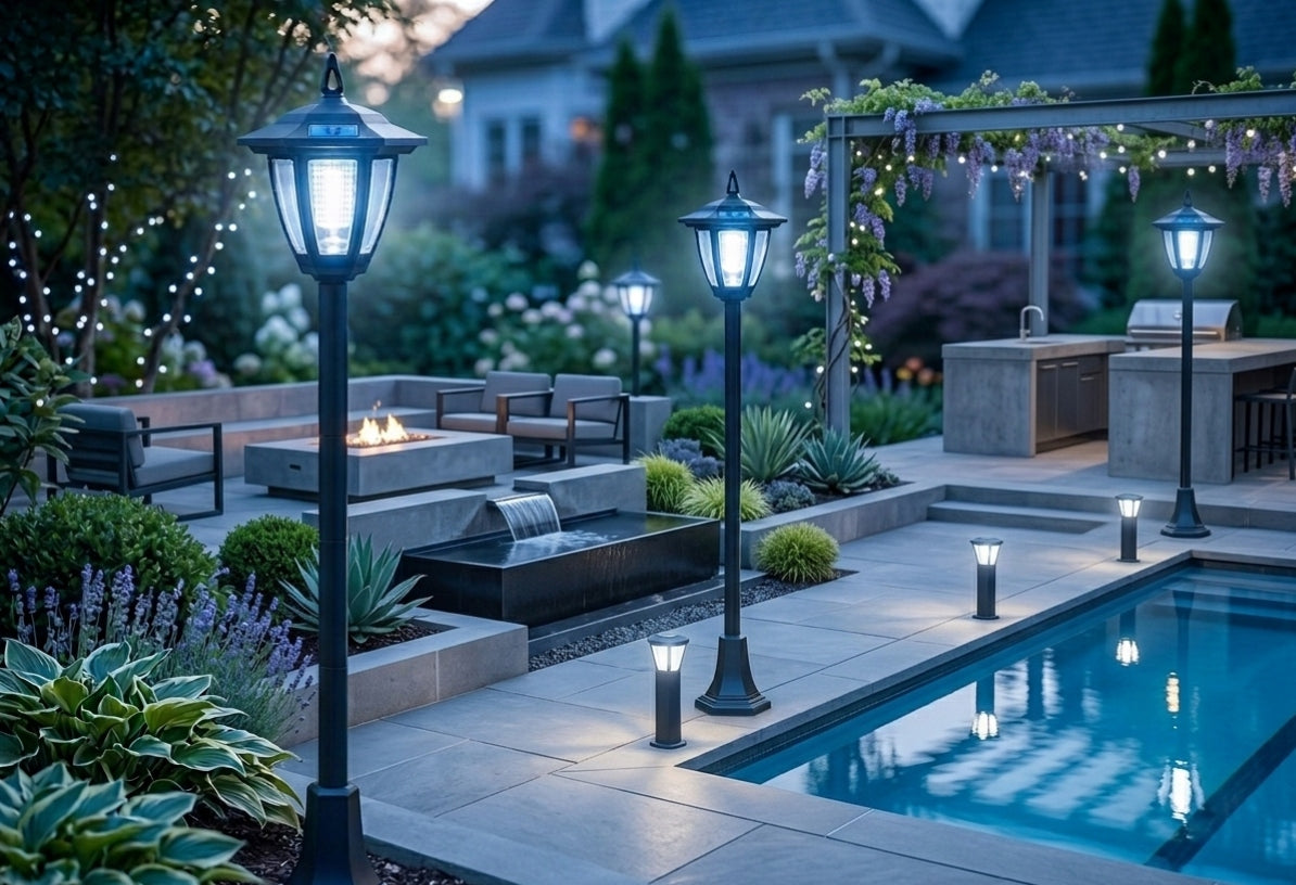 2xSolar lamp LANTERN high garden lamp hammered outdoor post Manufacturer code P-589x2