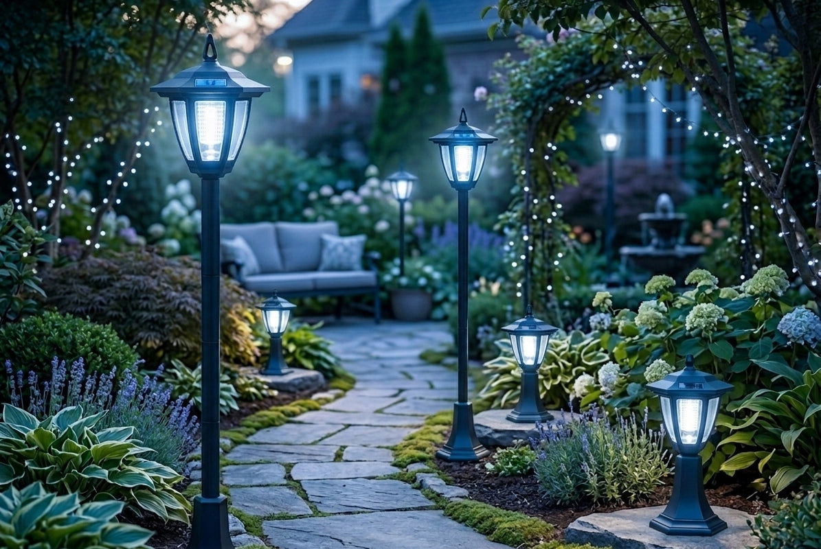 2xSolar lamp LANTERN high garden lamp hammered outdoor post Packaging status original