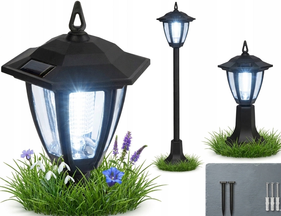2xSolar lamp LANTERN high garden lamp hammered outdoor post