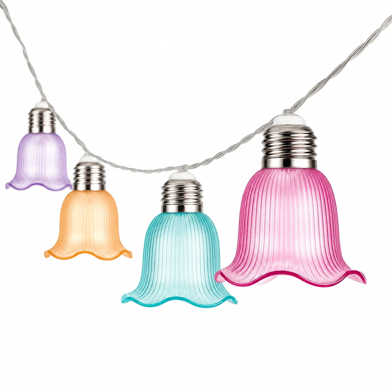 3.8m Solar Garden String Lights with 10x Bell-Shaped LEDs - Outdoor Solar Lamps Packaging status original