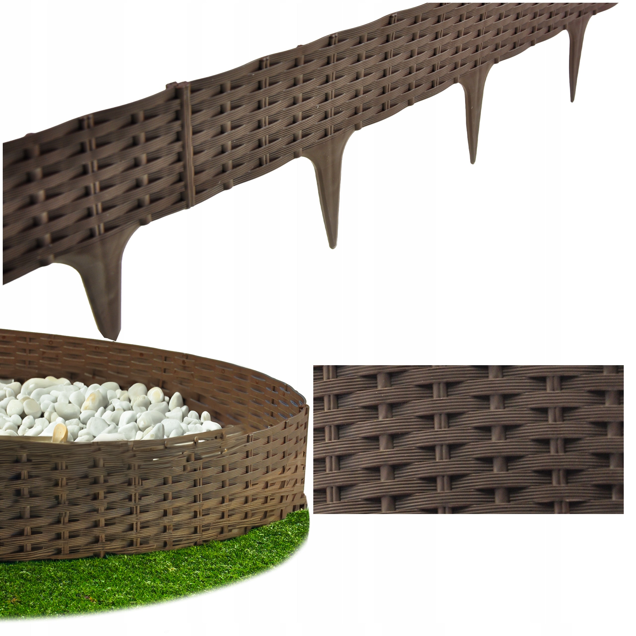 3,9 m Lawn edging Garden Band Palisade Garden Fence Brown