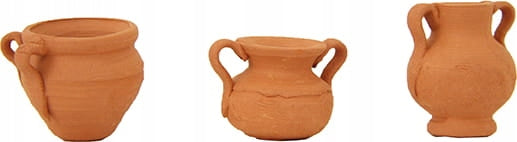 3 Clay jugs - up to 2.6 cm high, for figures 9-11 cm Manufacturer code Z462