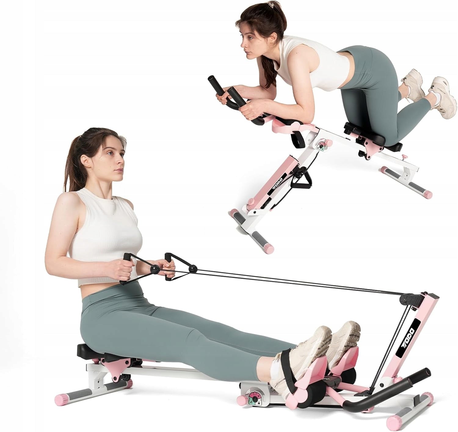 3-IN-1 HOUSEHOLD ROWING MACHINE FOLDABLE WITH LCD ABDOMINAL AND WHOLE BODY TRAINING 120 KG