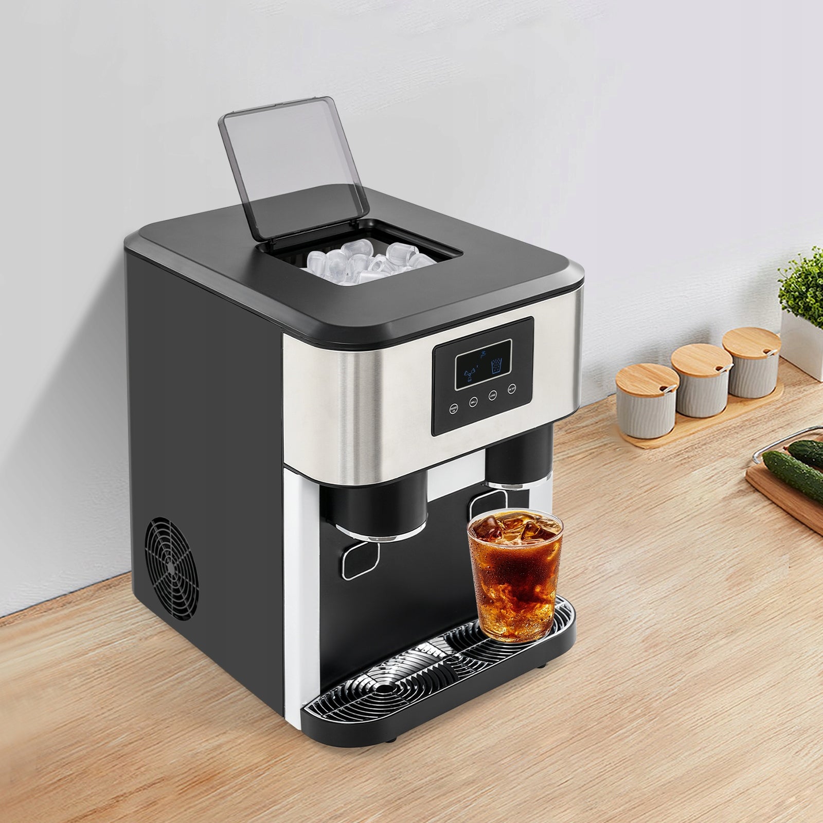 3-IN-1 ICE MAKER WITH ICE CRUSHING & COLD WATER FUNCTION LCD DISPLAY 600G Packaging status original