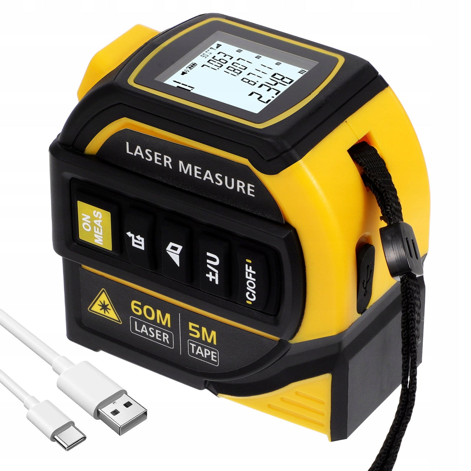 3-IN-1 LASER TAPE MEASURE LASER TAPE BACKLIT DISPLAY DURABLE ABS CASE Brand no brand