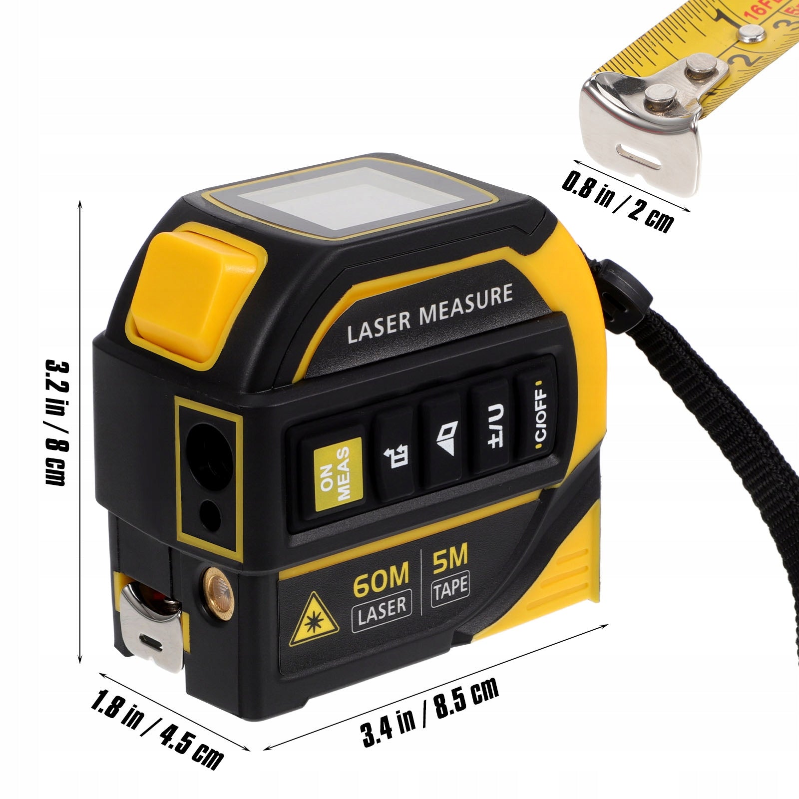 3-IN-1 LASER TAPE MEASURE LASER TAPE BACKLIT DISPLAY DURABLE ABS CASE Manufacturer code FENGYUNHANG
