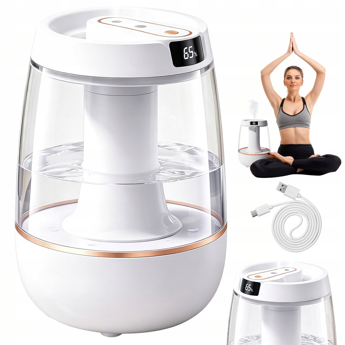 3 L HUMIDIFIER, VIA USB WITH NIGHT LIGHT AND COLD MIST FUNCTION