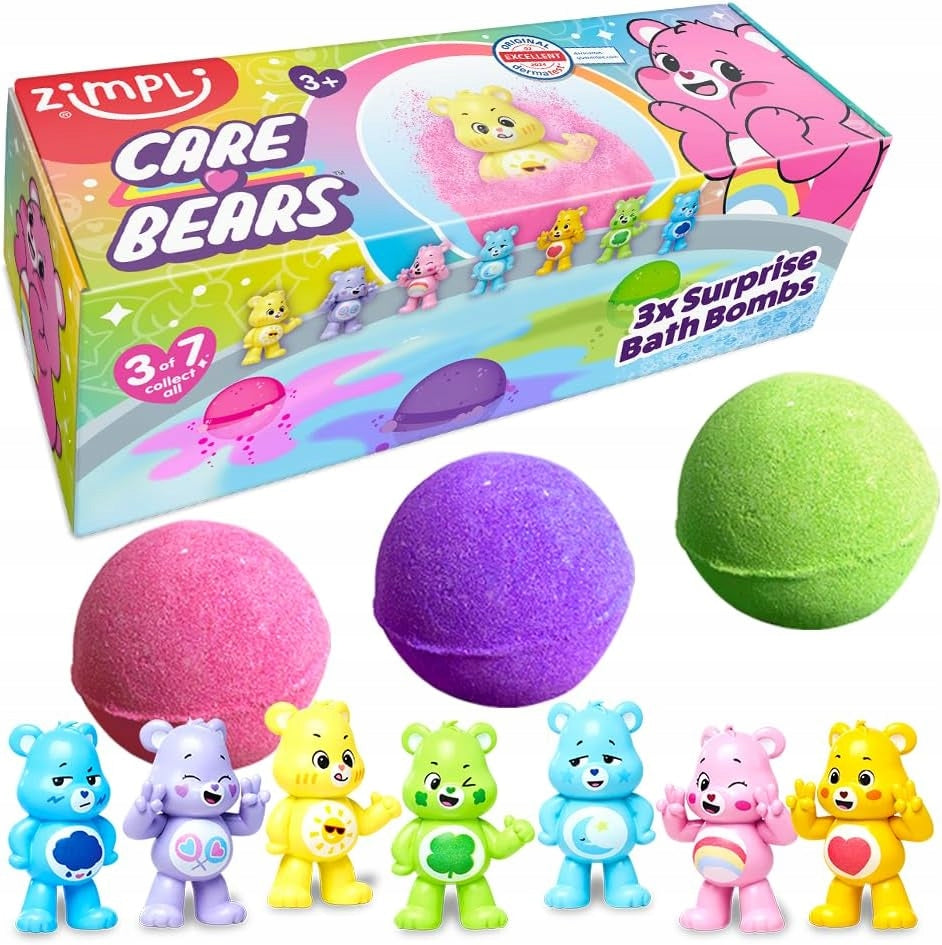 3 LARGE BATH BALLS with surprise CARING BEARS ZIMPLI KIDS