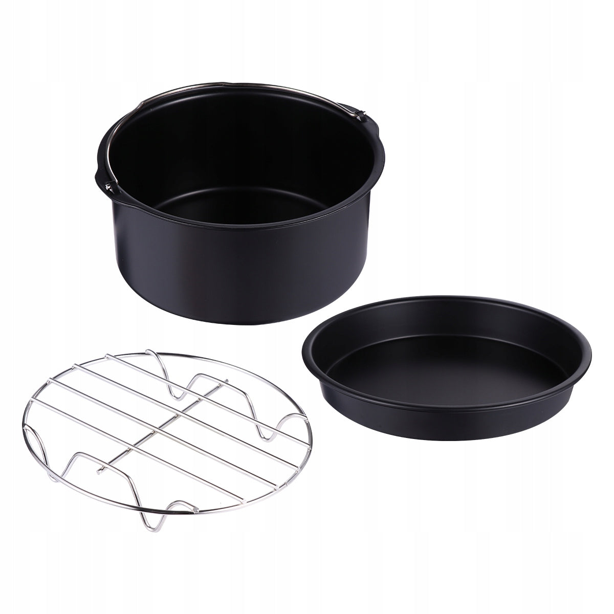 3 PCS METAL AIR FRYER ACCESSORIES CAKE BASKET PIZZA PAN TOOLS SET Model 25324971