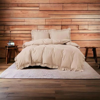 3 PIECE MICROFIBER BEDDING SET FRILLS GLAMOUR 200X220 CM BEIGE EAN (GTIN) 5906068209827