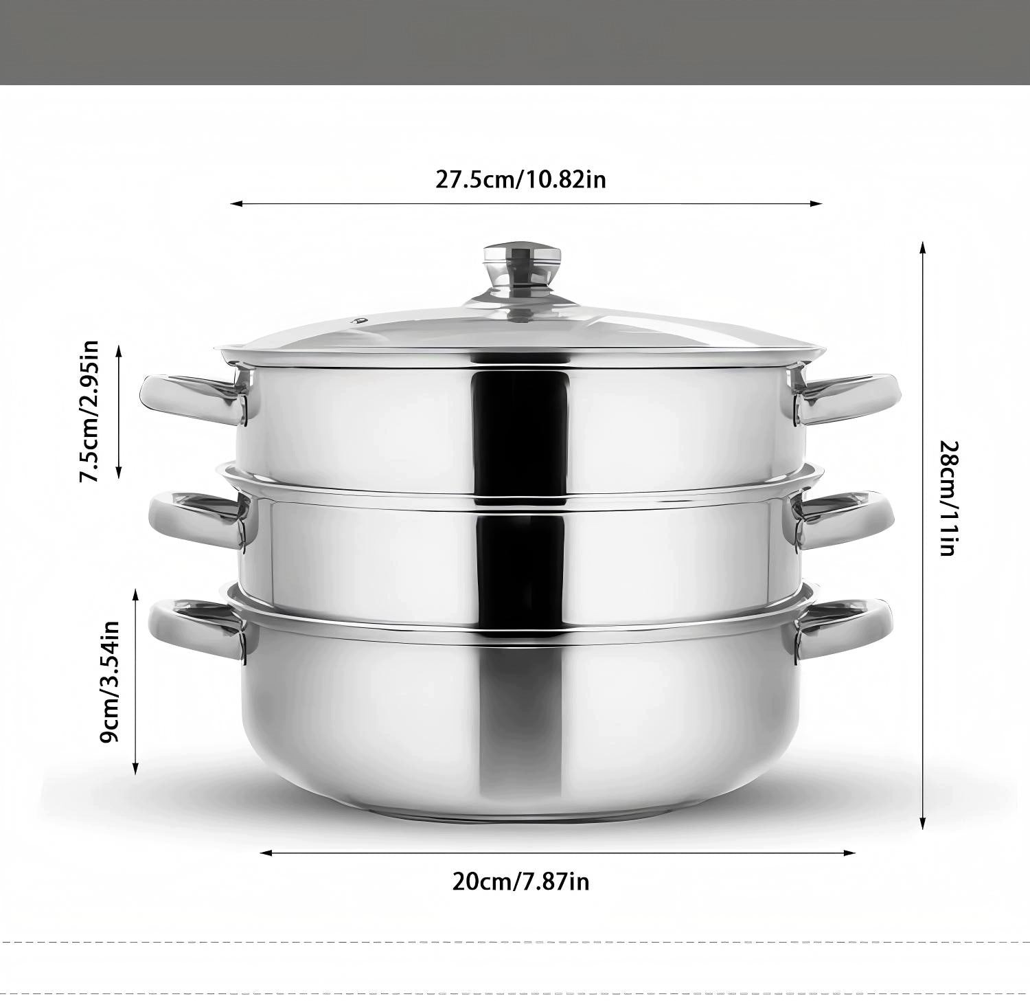 3-PLY STEAMING POT WITH THICKENED HANDLES AND OPENING Brand no brand