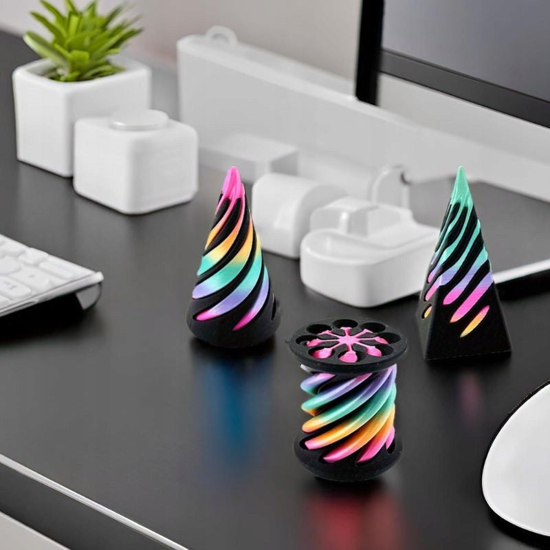 3-Pack Impossible Spiral Cone Fidget Toy, Mini 3D Illusion Desktop Gift Manufacturer code JC-TPR024