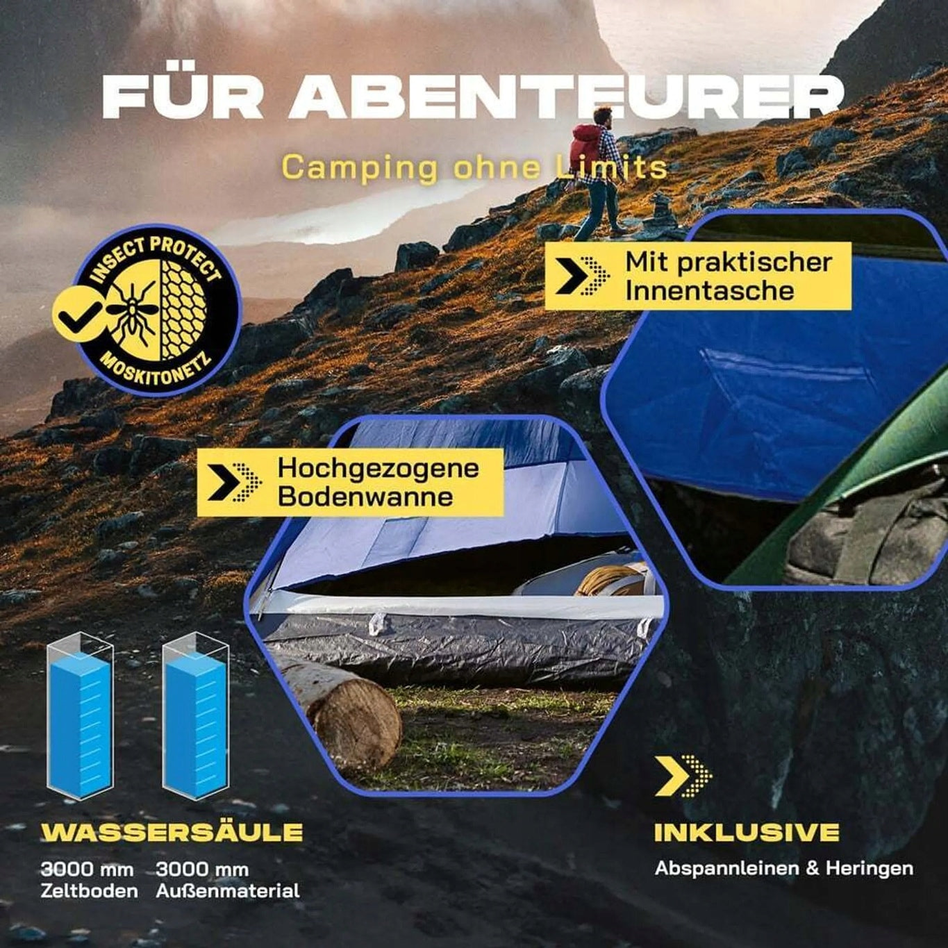 3 Person Camping Tent Pop Up Blue FOLDING IN 10 SECONDS Manufacturer code B01MS007MQ