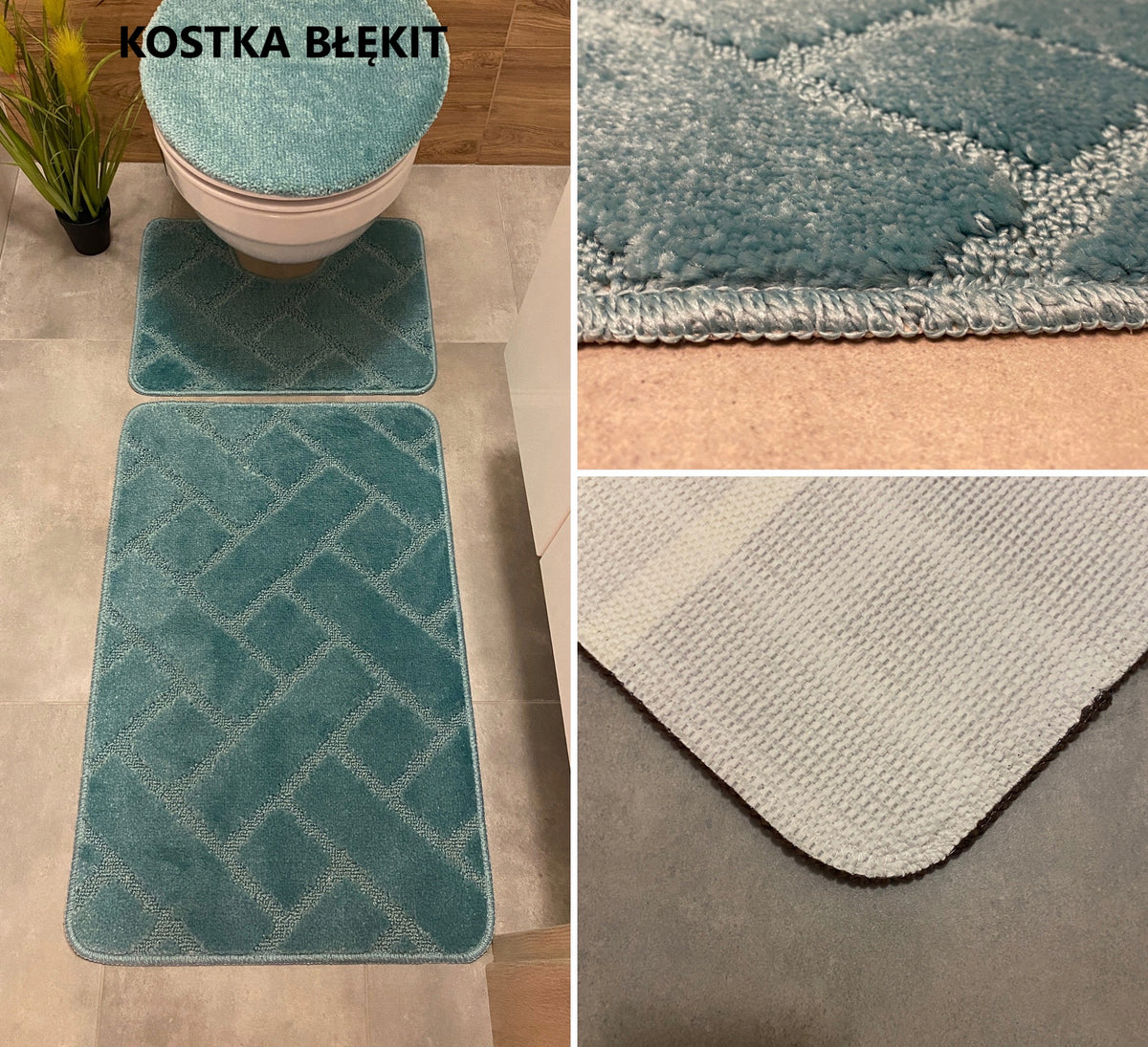 3-Piece Bathroom Rug Soft Rubberized Quick Drying Absorbent Mix Manufacturer code DYWANIKI PREMIUM SOFT
