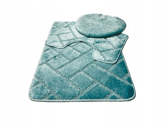 3-Piece Bathroom Rug Soft Rubberized Quick Drying Absorbent Mix