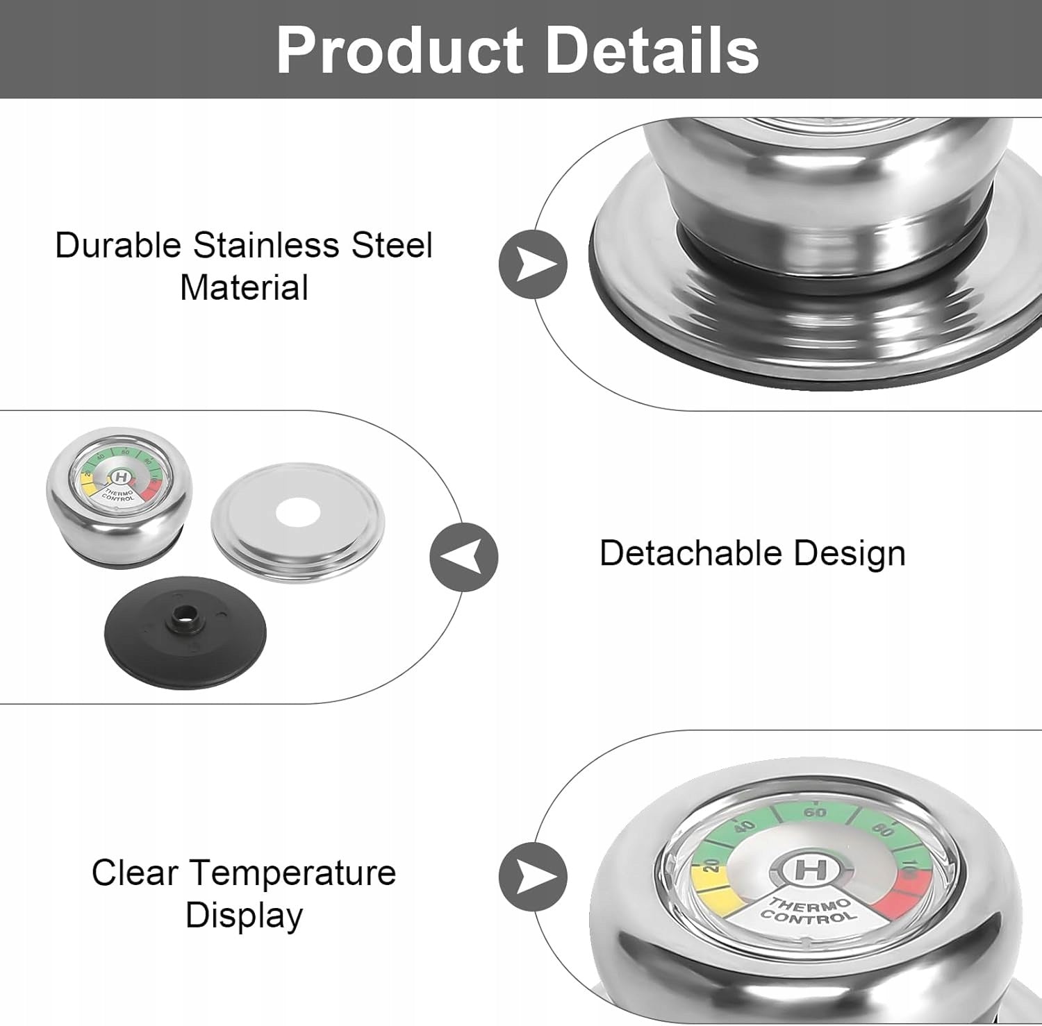 3 Pieces Pot Holders with Thermometer, Thermal Cover Button, Ear Brand no brand