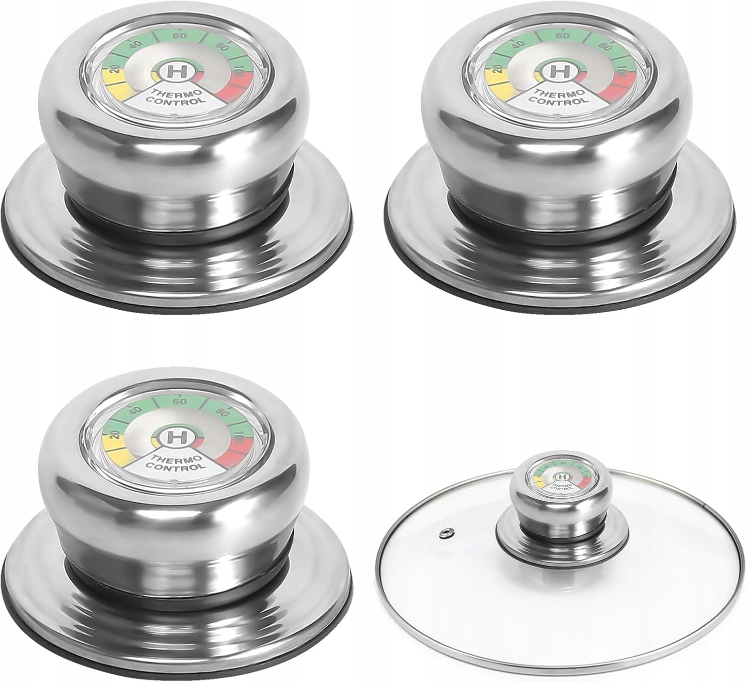 3 Pieces Pot Holders with Thermometer, Thermal Cover Button, Ear