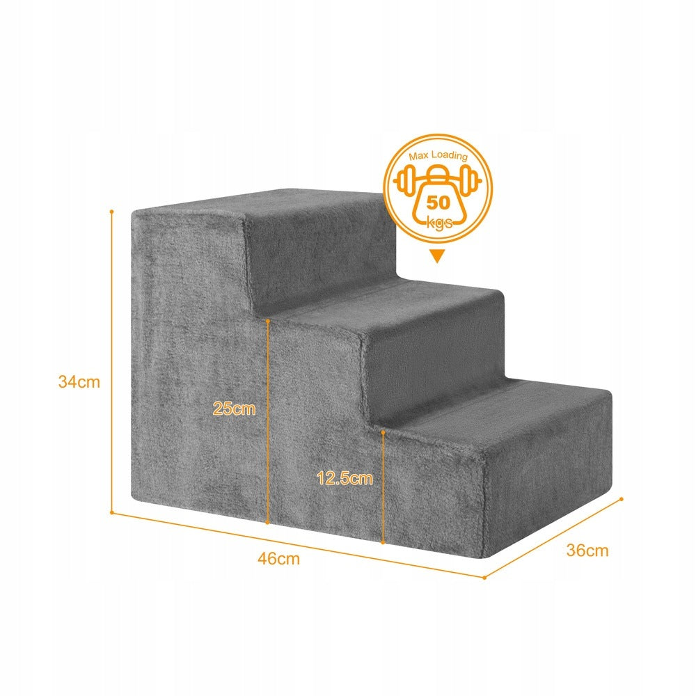 3 STEPS FOR DOG CAT ANIMALS STAIRS 36 CM GREY PLUSH Packaging status original