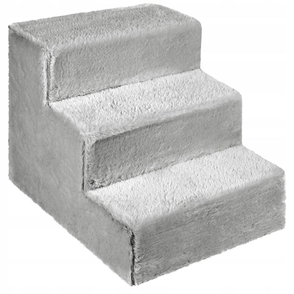 3-Stage Dog Stairs - Upholstered Platform in Silver