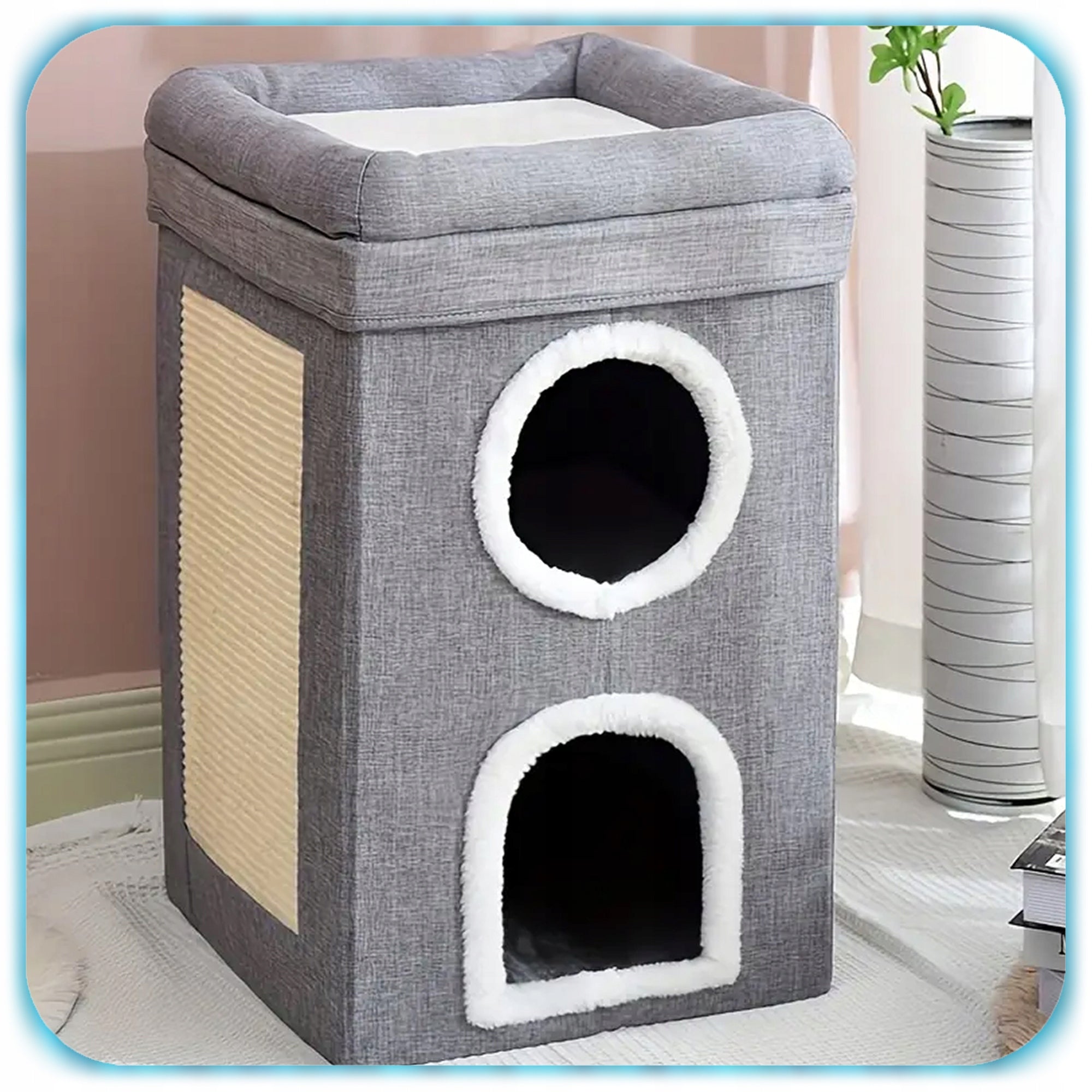 3-TIER CAT HOUSE BOOTH FOLDING SCRATCHING POST 42x41x65CM TOWER BED Manufacturer code I043