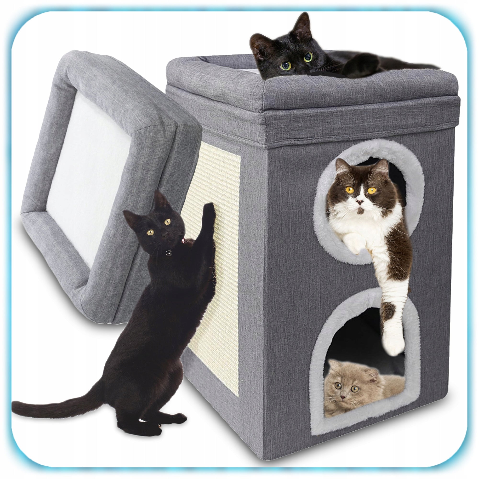 3-TIER CAT HOUSE BOOTH FOLDING SCRATCHING POST 42x41x65CM TOWER BED Packaging status original