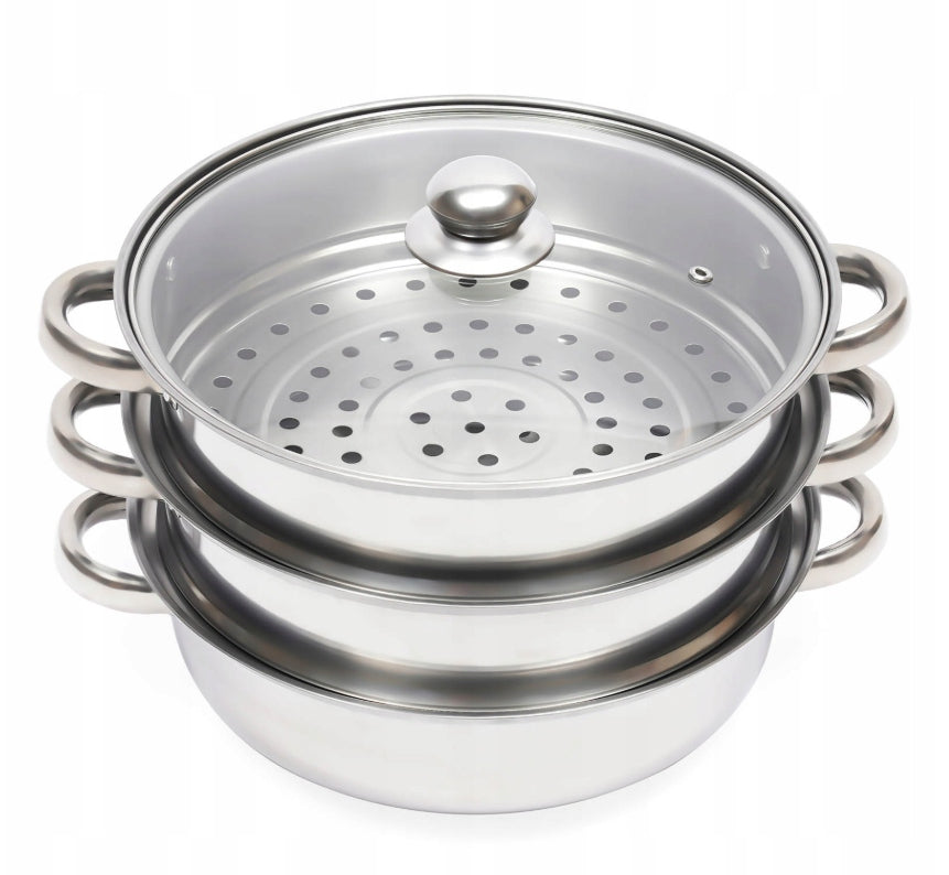 3-TIER STAINLESS STEEL STEAMER MULTIFUNCTION 28CM