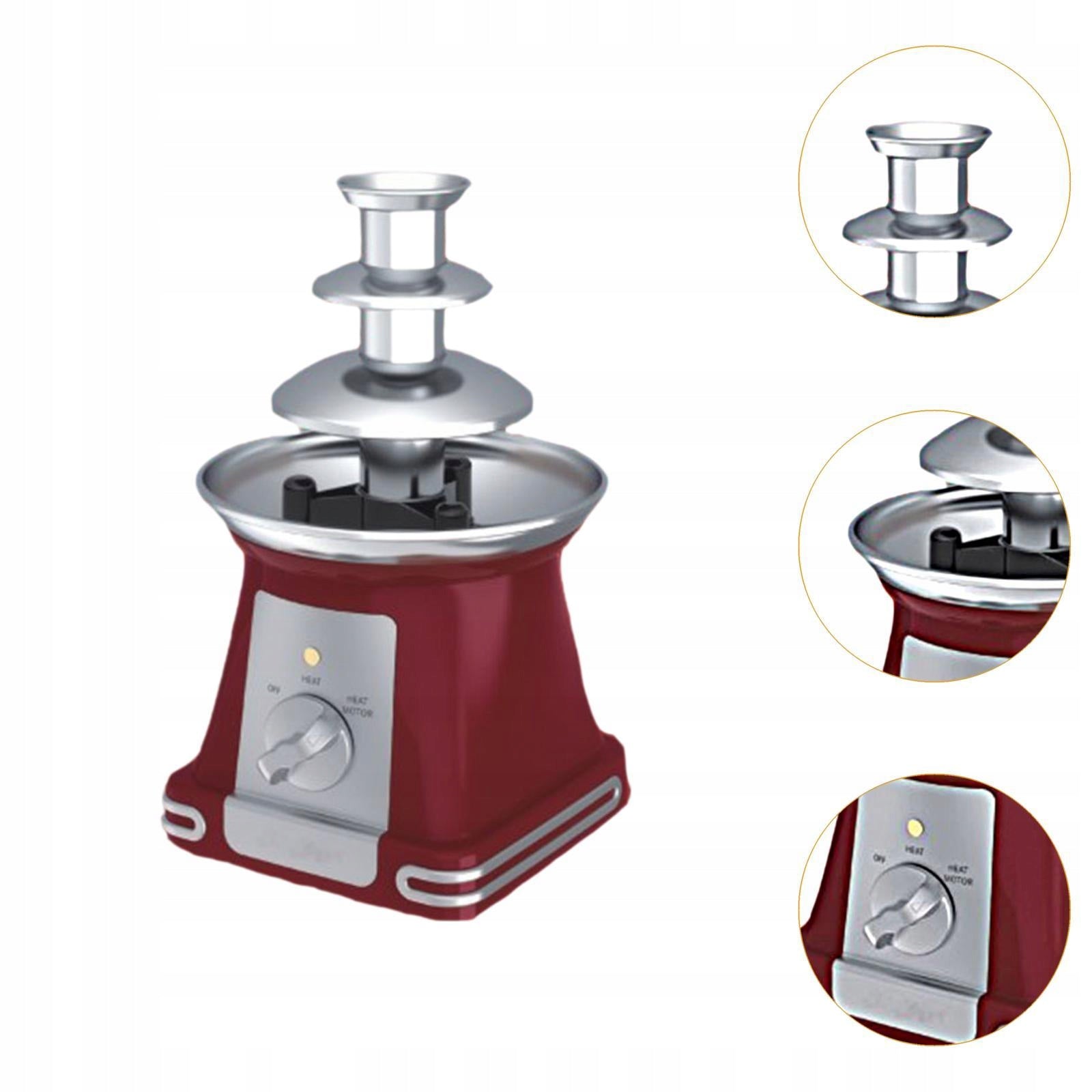 3 Tier Electric Chocolate Fondue 9 inch Tall Fountain Machine Melts Cheese Packaging status original