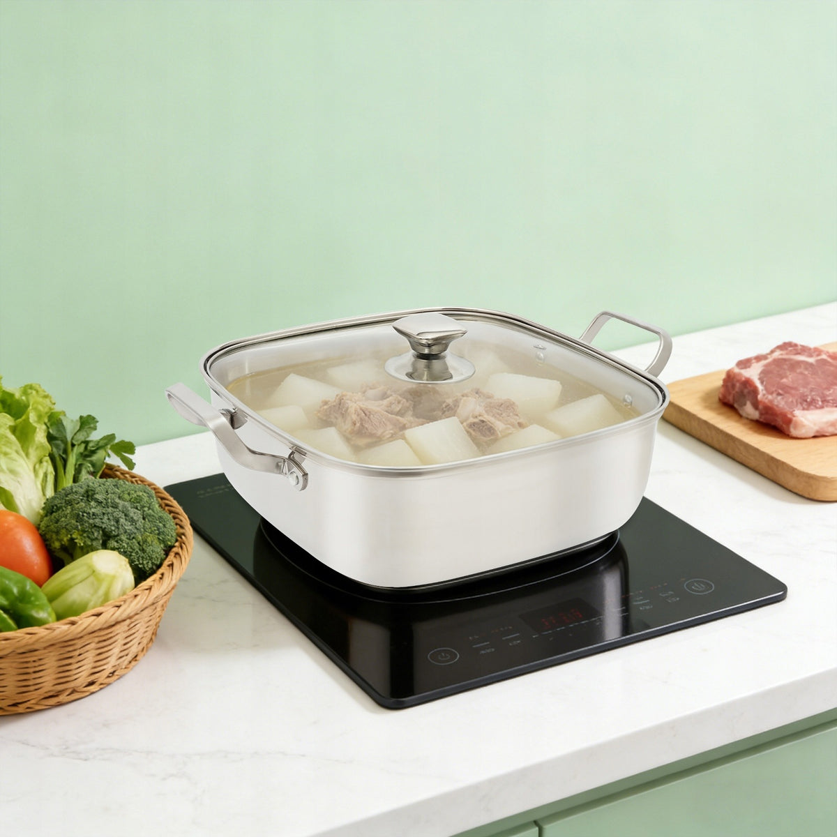 3-Tier Steamer Pot Square Steaming Cookware 3-Tier Steamer Pot with Lid Manufacturer code JJFT8L-002500