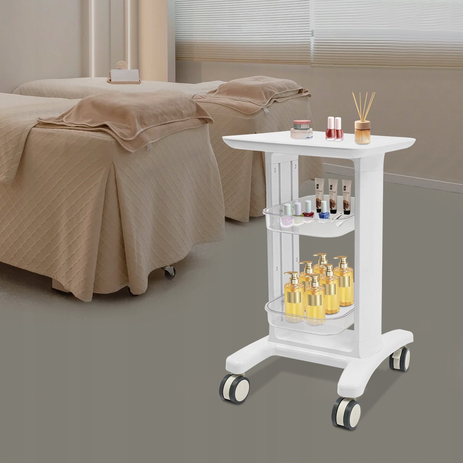 3-Tier Storage Cart Salon Trolley, White Abs Cart, Portable Rolling Trolley Manufacturer code 742058684220