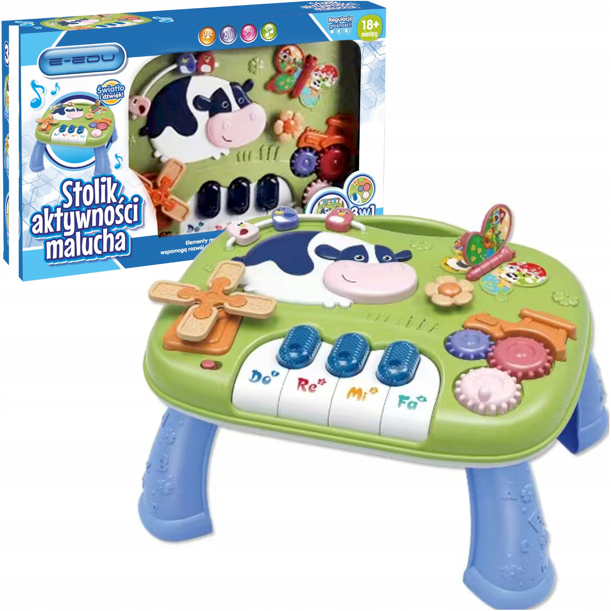 3-in-1 Educational Table For Child Manipulation Board Piano Voice +/-