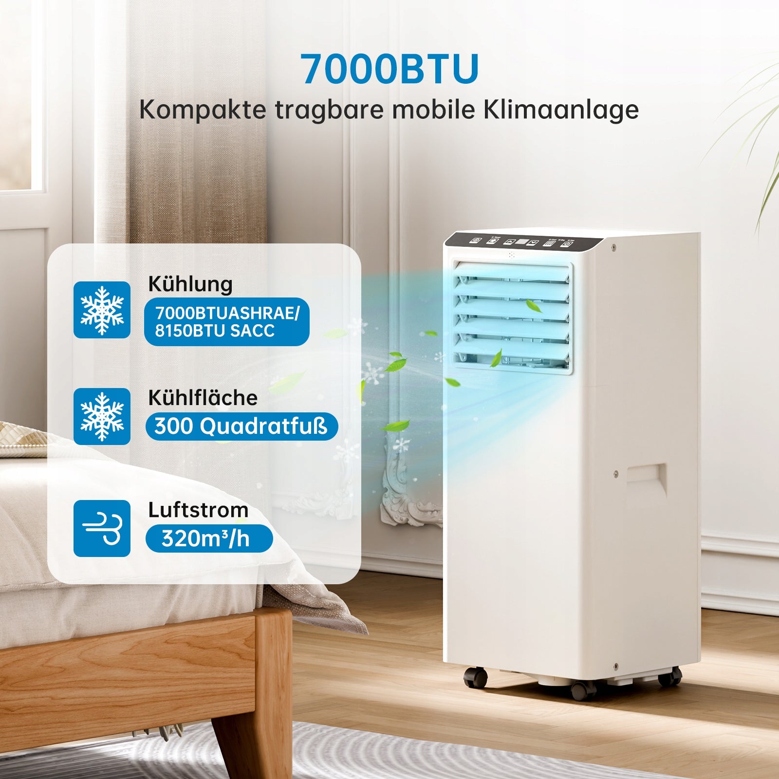 3-in-1 Portable Air Conditioner, Cooling, Dehumidifier, Fan, 2 Fan Speeds Packaging status original