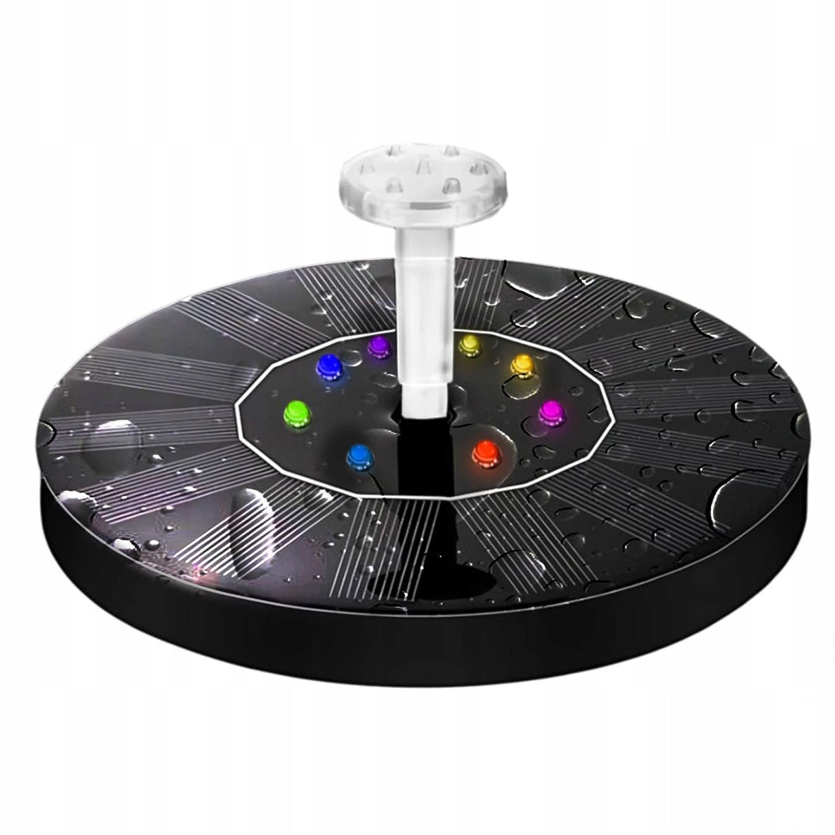 3-in-1 Solar Floating Fountain, 1500mAh, 8 Nozzles, 200 L/h, 100 cm, 8 LEDs Manufacturer code SFP-001