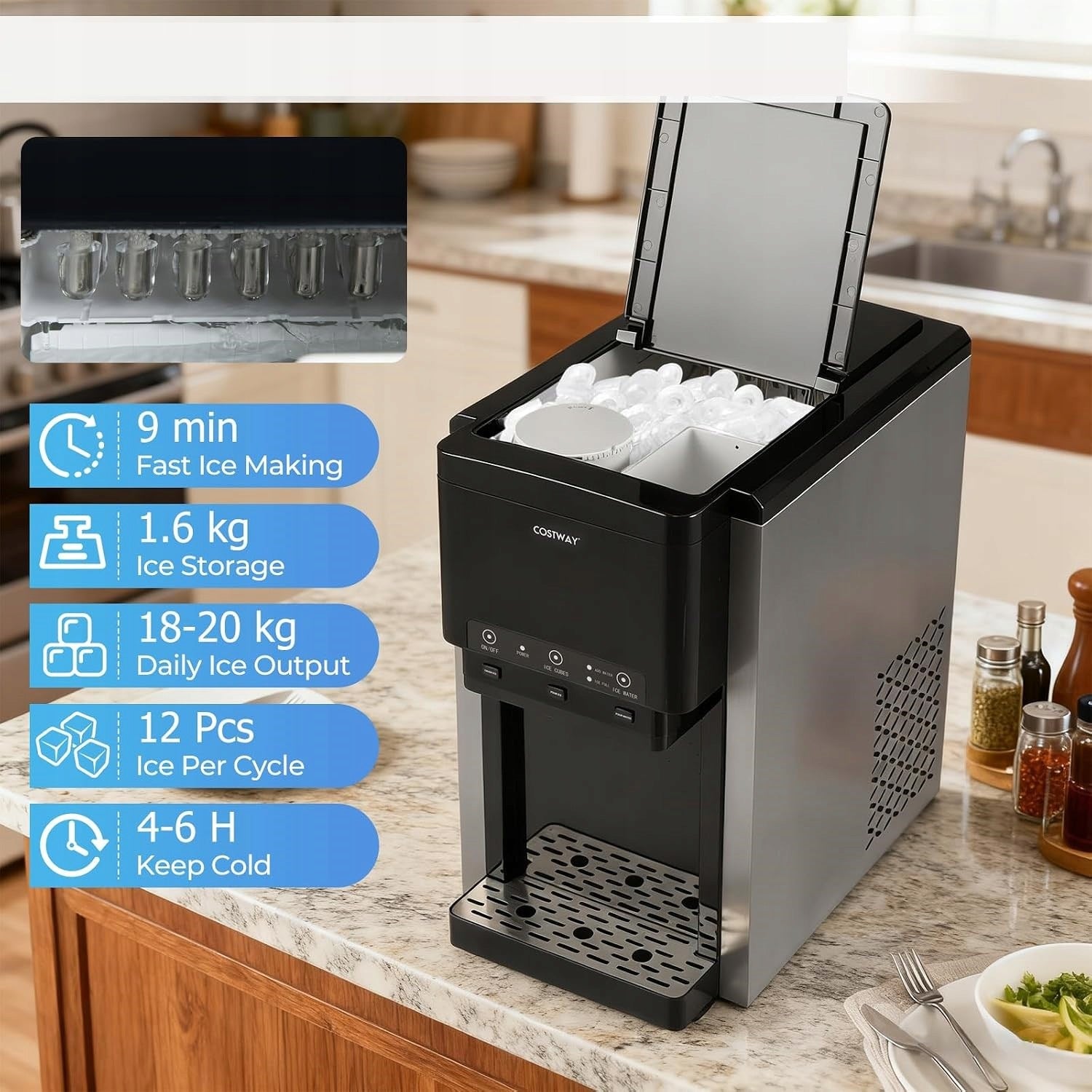 3-in-1 Water Dispenser with Ice Maker and Costway Ice Crushing Function Brand no brand