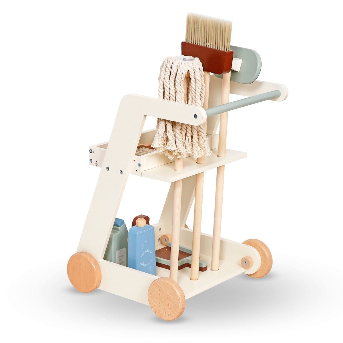 3-in-1 Wooden Baby Walker, Push-Along Toy, Cleaning Cart, and Toy Vacuum Cleaner Manufacturer code MAM162 CLEANING KIT