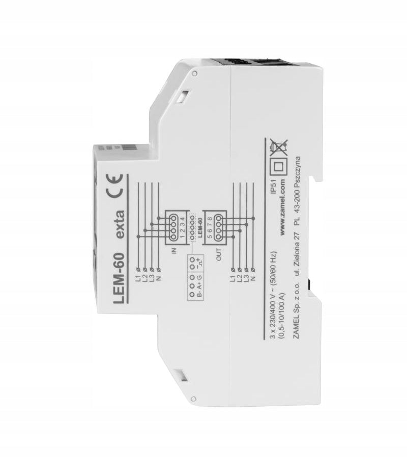 3-phase two-way energy meter with MODBUS 100A Zamel - LEM-60 Manufacturer code zamel