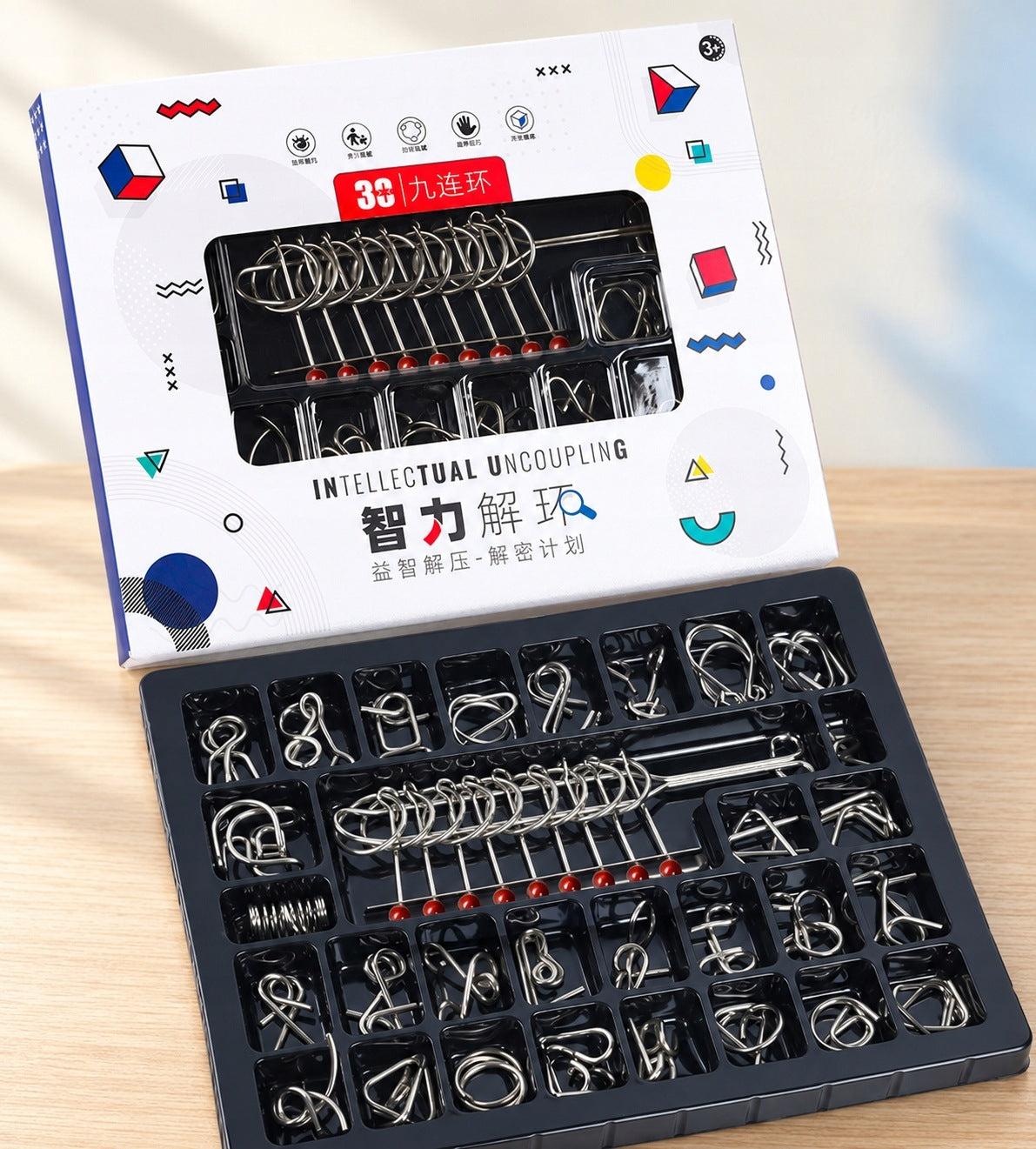30-Piece Metal Puzzle Set,lamiglowki logiczne dla dzieci metalowe Packaging status original
