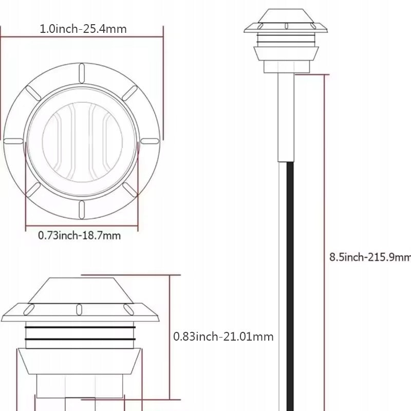 30 x MARKER LAMP IN HOLE 19mm round 3 LED marker 12V-24V Packaging status original