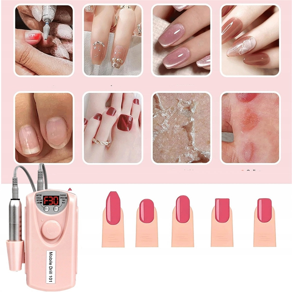 30000RPM NAIL MACHINE WITH 13 TIPS FOR POLISHING AND CUTTING Packaging status original