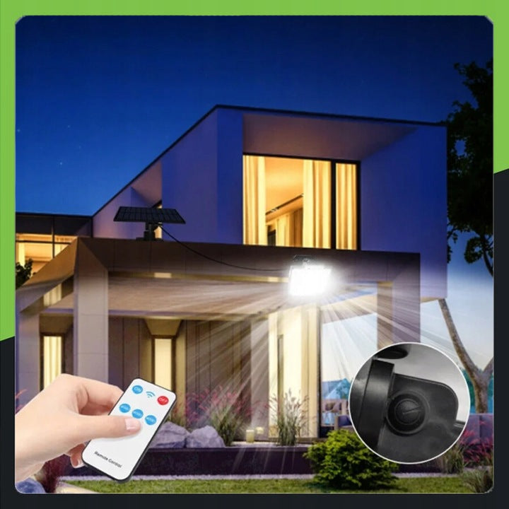 300W SOLAR LED LAMP WITH SEPARATE PANEL REMOTE CONTROL WITH MOTION TWILIGHT SENSOR Packaging status original