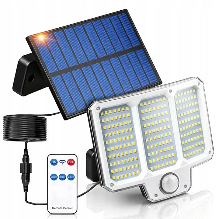 300W SOLAR LED LAMP WITH SEPARATE PANEL REMOTE CONTROL WITH MOTION TWILIGHT SENSOR