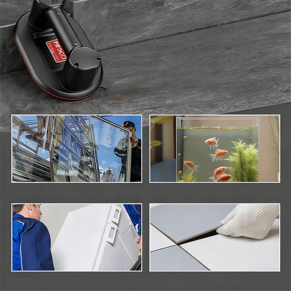 300kg Electric suction cup 4000mAh 24cm for transporting glass and wood Product weight with unit packaging 2.11 kg