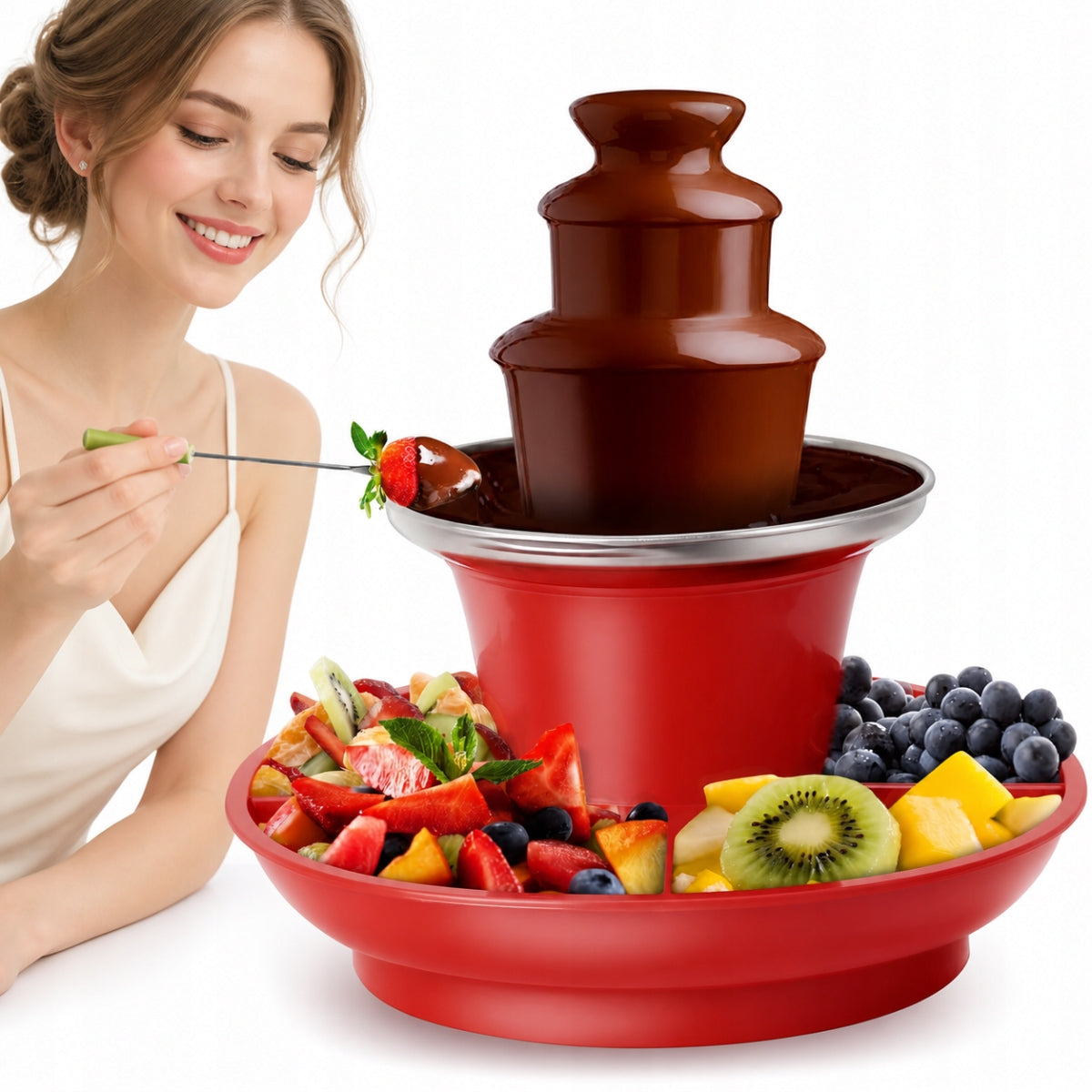 30W CHOCOLATE FOUNTAIN FONDUE MILK CHOCOLATE 3 LEVELS