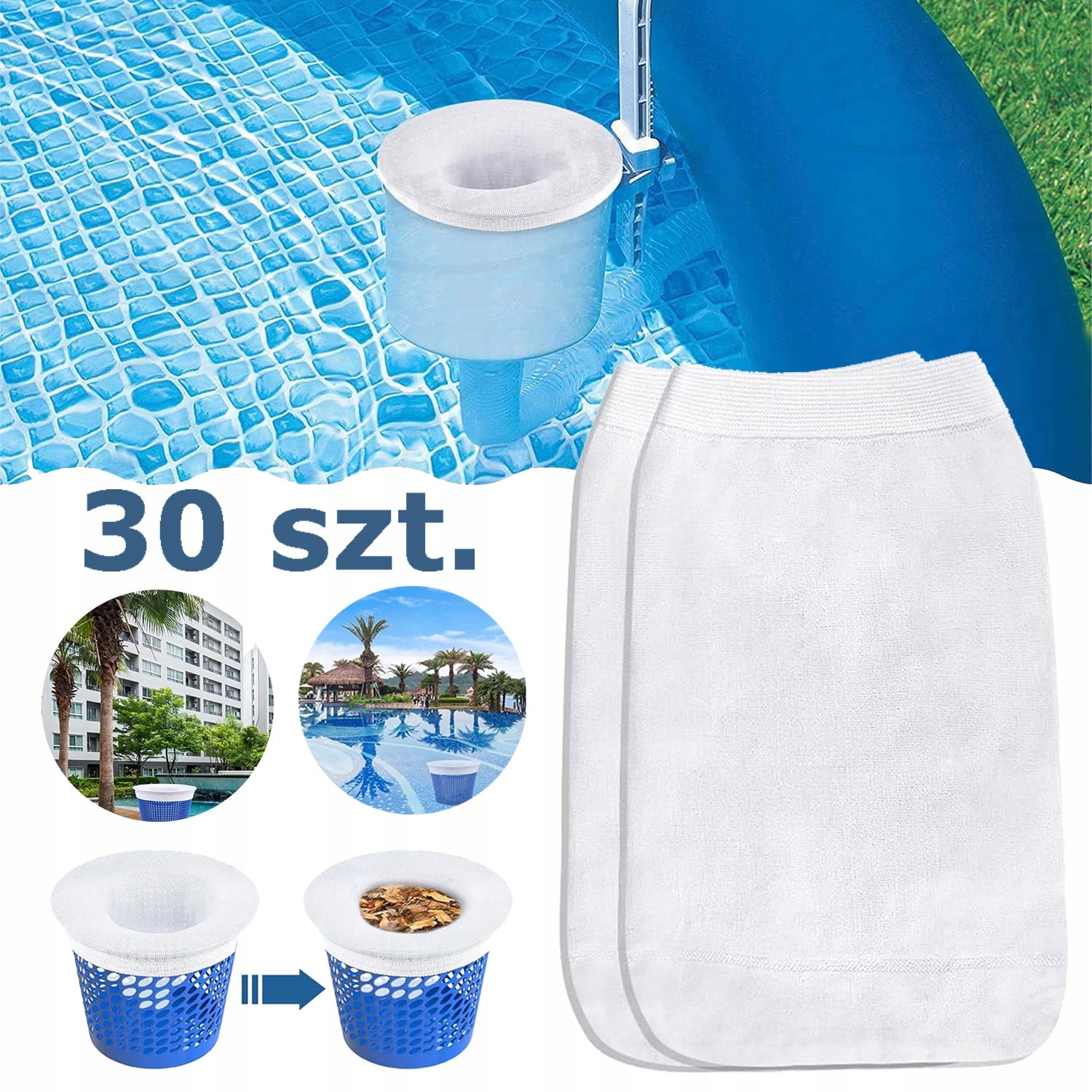 30X OFF-GROUND POOL SCRAPING SOCKS, NYLON MESH SOCKS