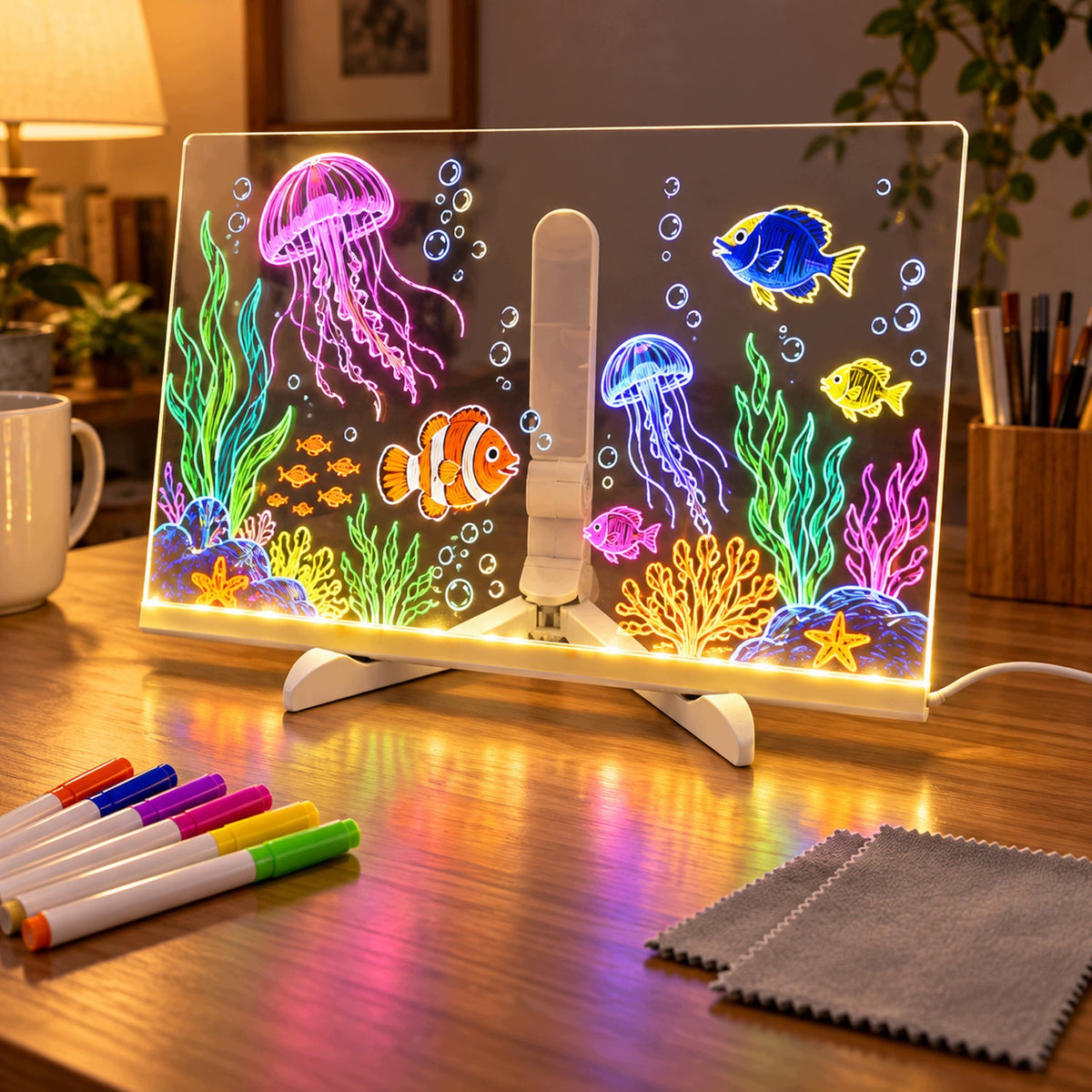 30X20 ILLUMINATED LED DRAWING BOARD WASHABLE GLOWING PENS SET Brand MEMFLOW